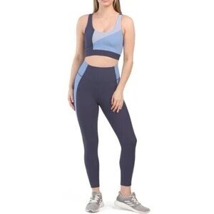 Wilo The Label Blue and Navy Colorblock Activewear Set size M